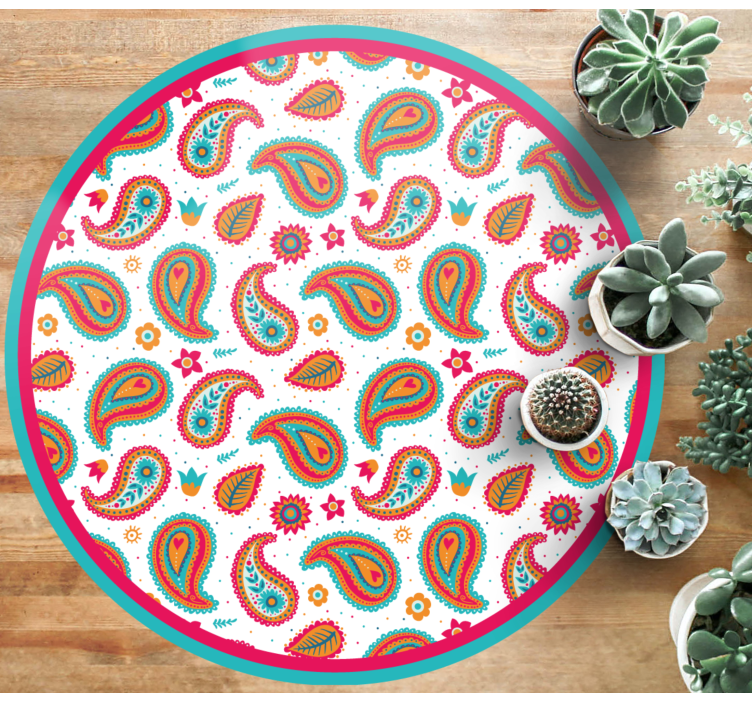 Vibrant paisley motif ethnic vinyl rug - TenStickers