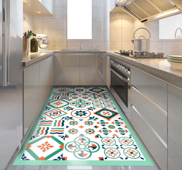 Vibrant Pattern kitchen vinyl rug - TenStickers