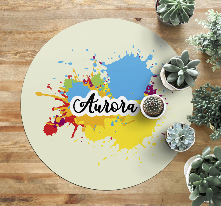 Splash artwork with name vinyl rug - TenStickers