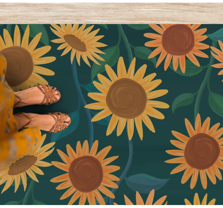 Vintage sunflower pattern vinyl rug flowers - TenStickers