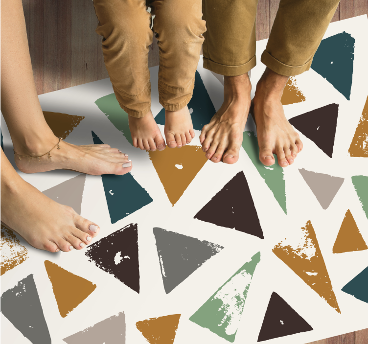 Vibrant Triangle Motif minimalist vinyl rug - TenStickers