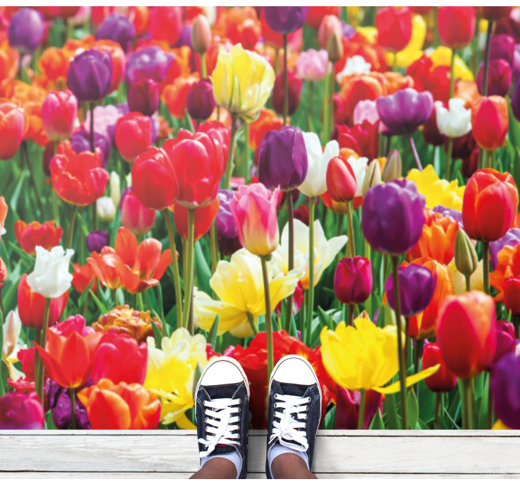 Vibrant Tulip Arrangement vinyl rug flowers - TenStickers