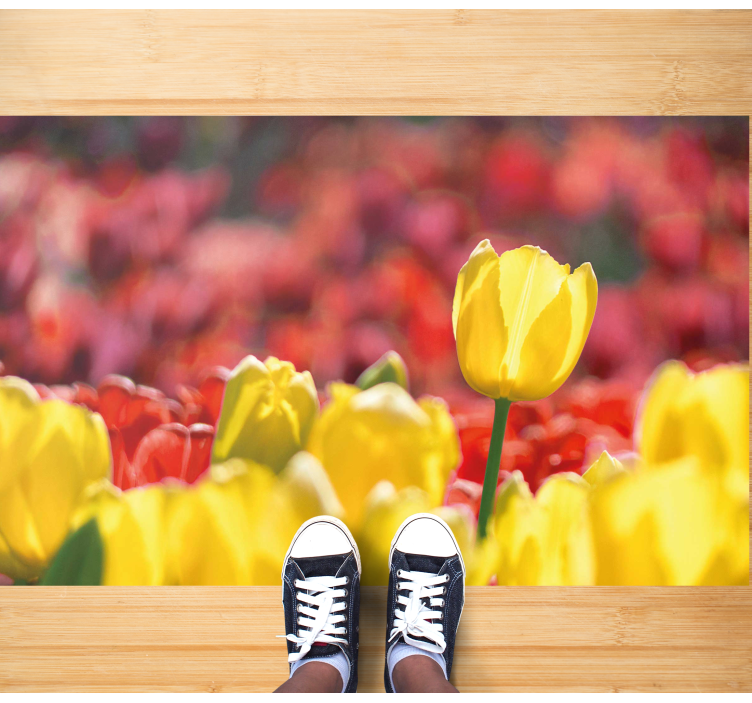 Yellow tulip blooms vinyl rug flowers - TenStickers