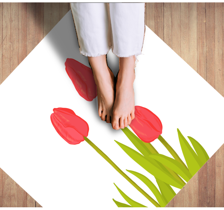 Vibrant Tulip Blossom vinyl rug flowers - TenStickers