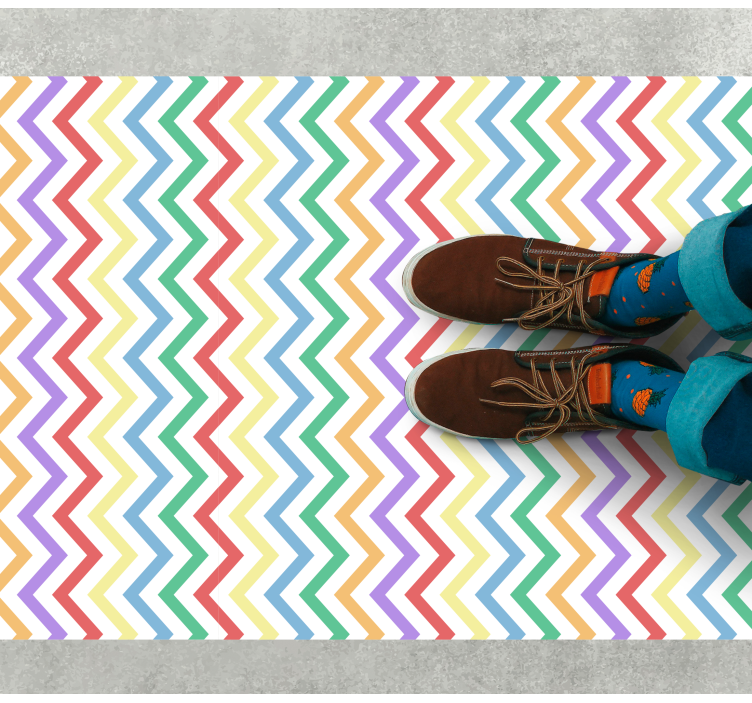 Vibrant Zigzag Motif geometric vinyl rug - TenStickers