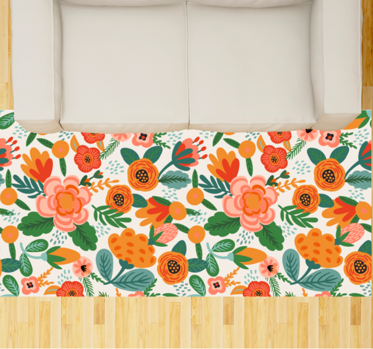 Vinyl rug flowers floral garden design - TenStickers