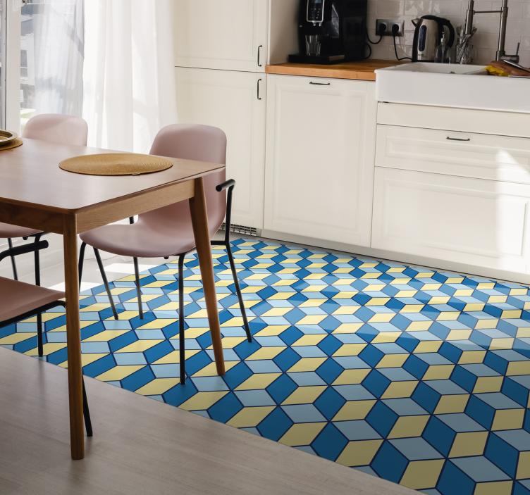 Vinyl rug kitchen 3D effect geometric rugs - TenStickers