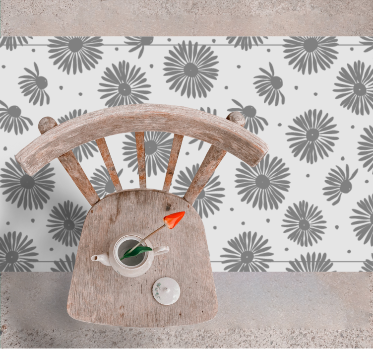 Warm grey tones flowers floral rug - TenStickers