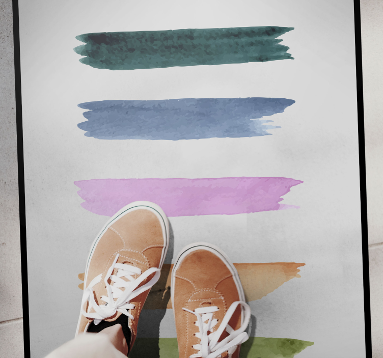 Watercolor Stripes minimalist vinyl rug - TenStickers