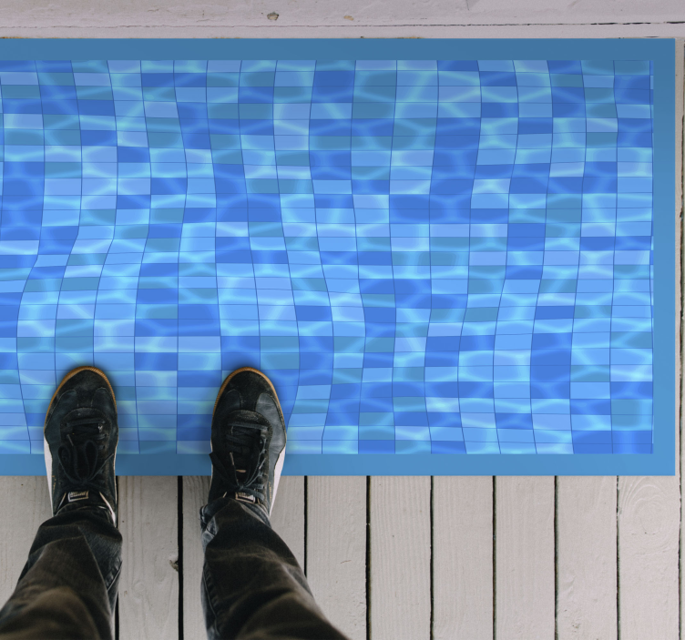 Wavy Blue Mosaic vinyl rug - TenStickers