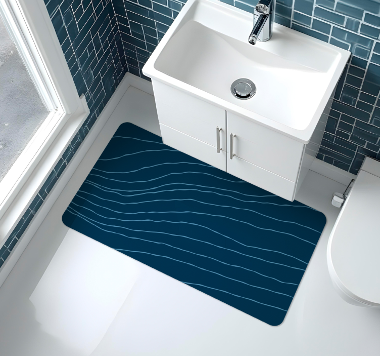 Wavy line patterns vinyl rug bathroom - TenStickers