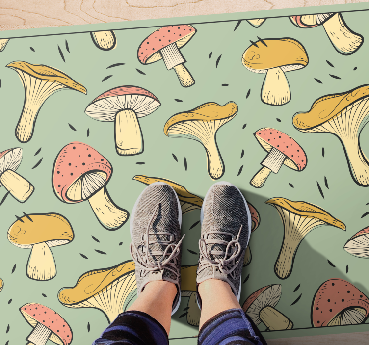 Whimsical Mushroom Patterns nature vinyl rug - TenStickers