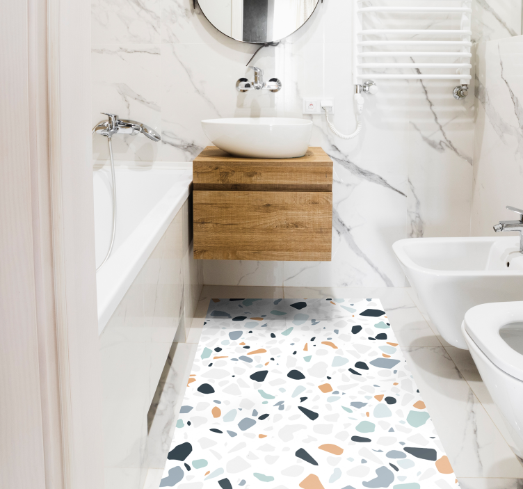 white and black stones mosaic vinyl rug - TenStickers