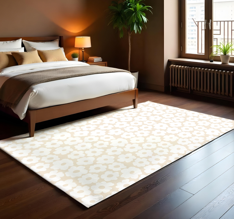 White poppy vinyl rug flowers - TenStickers