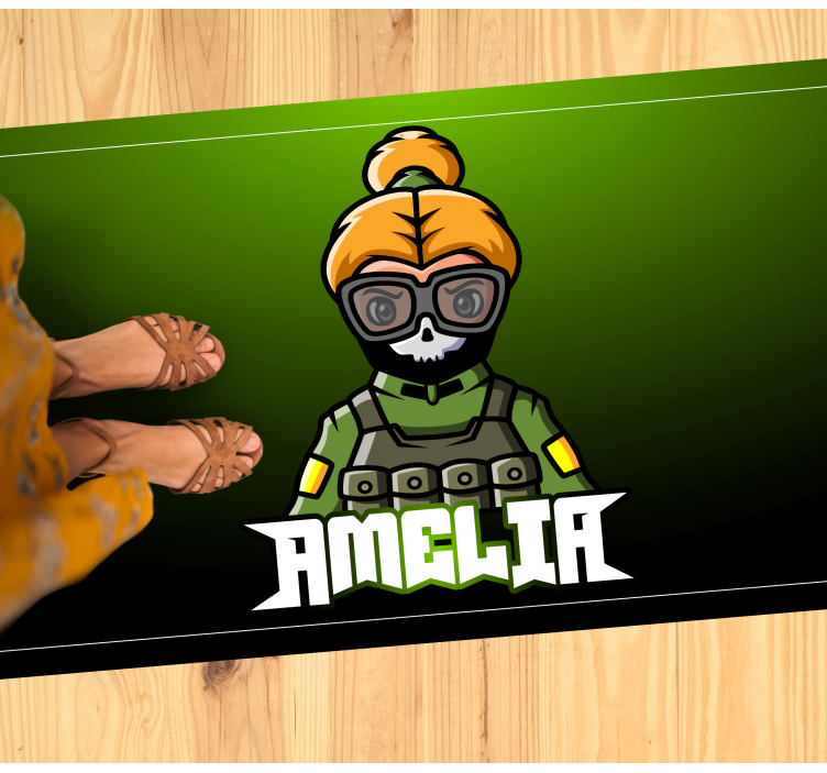 Woman soldier with name teenage bedroom vinyl rug - TenStickers