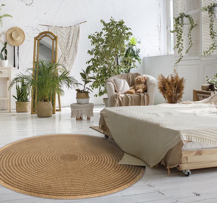 Woven round cotton texture nordic vinyl rug - TenStickers
