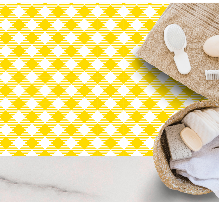 Yellow Diamond Motif striped vinyl rug - TenStickers