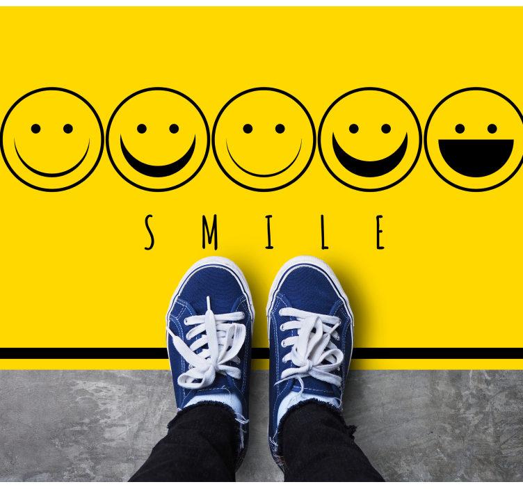 Yellow smile emoticon teen vinyl rug - TenStickers