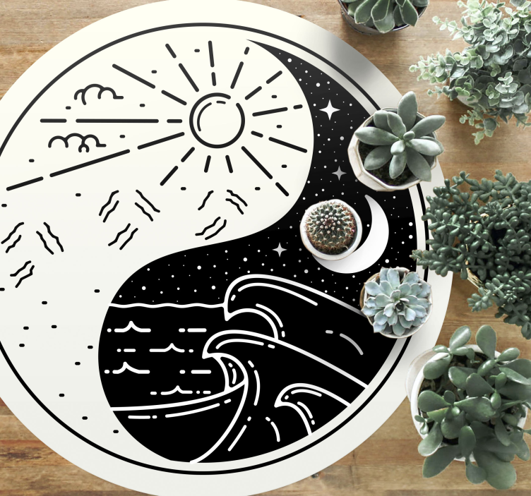 Yin yang sun and moon modern rug - TenStickers