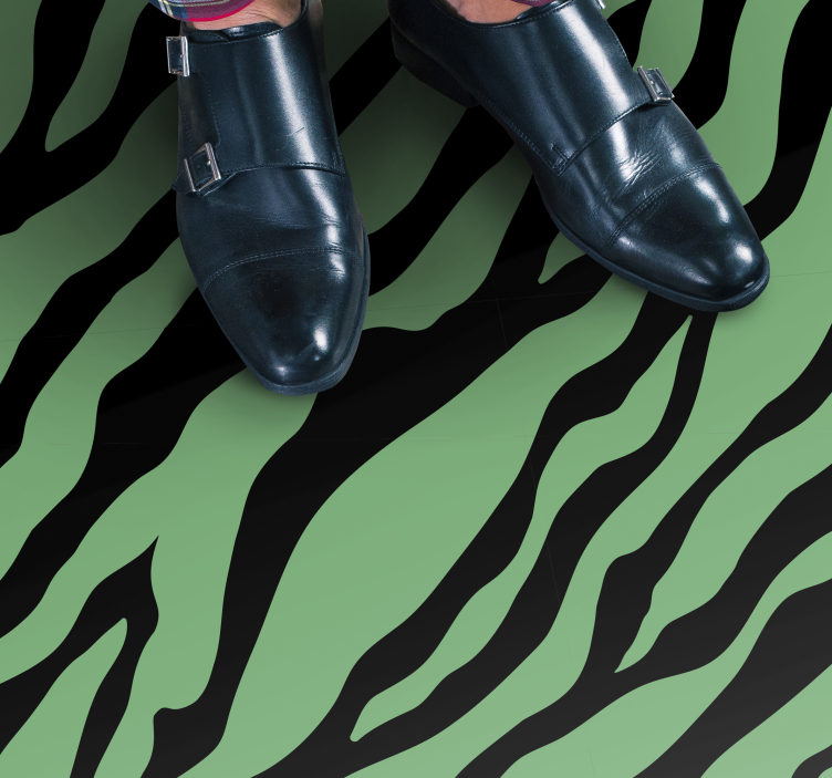 Zebra green stripes animal print vinyl rug - TenStickers