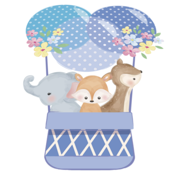 Animal vinyl rug watercolor animals hot air balloon - TenStickers