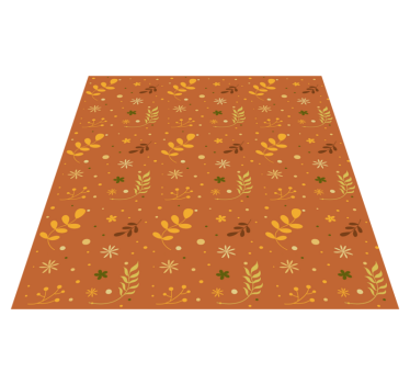 Vinyl rug flowers in orange leaf tones design - TenStickers