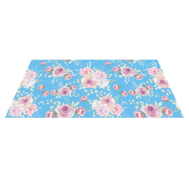 Vinyl rug flowers with roses on a blue background - TenStickers