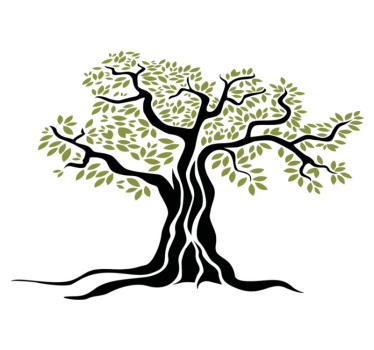 Vinyl rug flowers black olive tree with green leaves - TenStickers