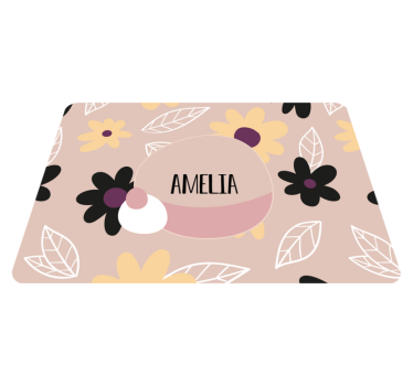 Vinyl rug flowers colorful modern blooms on beige - TenStickers