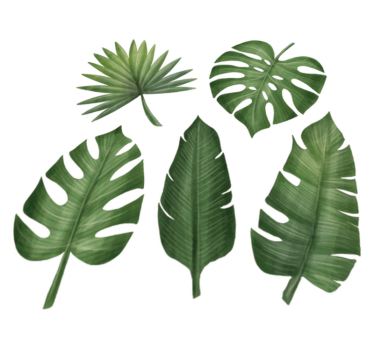 Vinyl rug flowers with large green leaves - TenStickers