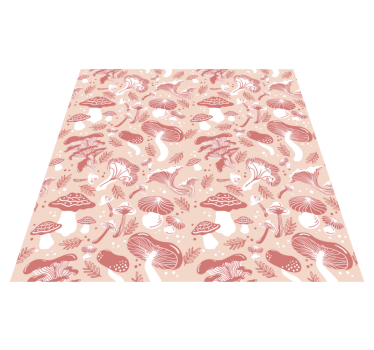 Vinyl rug flowers forest mushrooms on beige background - TenStickers