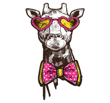 Quirky giraffe heart glasses animal mat - TenStickers