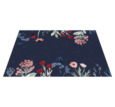 vinyl rug vintage flowers on the dark background retro rug - TenStickers