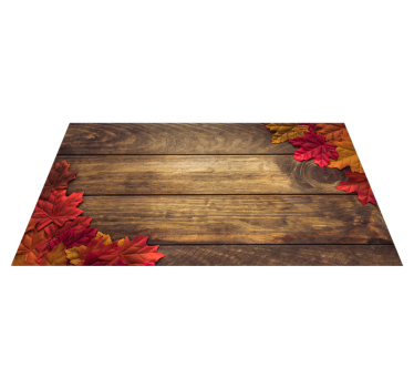 Wood with Autumn leaves vinyl flooring - TenStickers