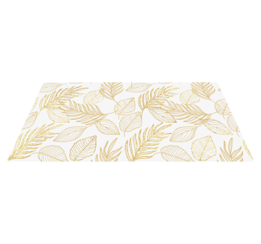 White and Golden Leaf vinyl rug - TenStickers