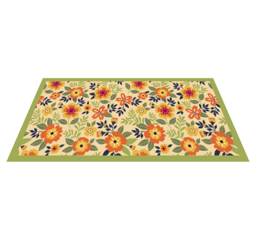 Floral Garden Motif vinyl rug flowers - TenStickers