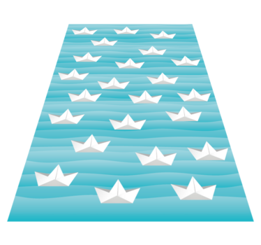 Striped Paper Boats star vinyl rug - TenStickers