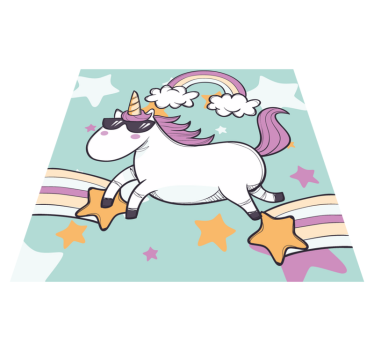 hand drawn unicorn with sunglasses animal mat - TenStickers