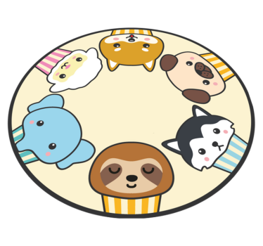 Anime animals circle animal mat - TenStickers