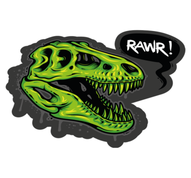 dinosaur head illustration with text rawr animal mat - TenStickers