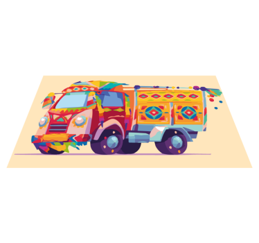 Colorful Truck Illustration vinyl rug - TenStickers
