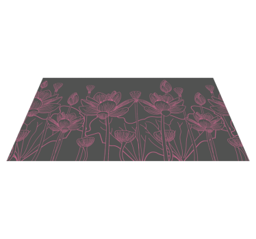 Floral Contour Sketch vinyl rug flowers - TenStickers