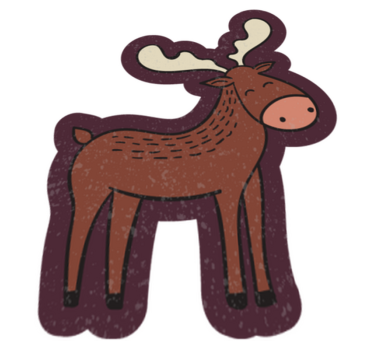 Brown moose cartoon animal mat - TenStickers
