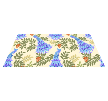 Floral Peacock Theme vinyl rug flowers - TenStickers
