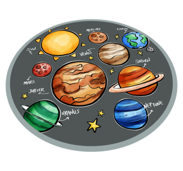Planets and names kids vinyl carpet - TenStickers