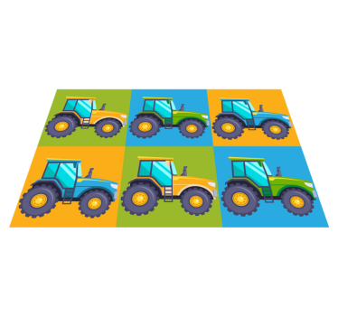 Colorful Tractor Squares vinyl rug - TenStickers