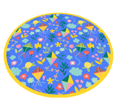 Floral Kite Motif vinyl rug flowers - TenStickers
