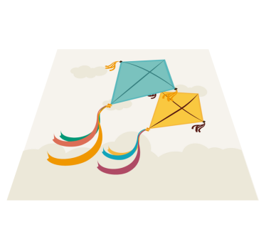 Flying Kites Illustration kids vinyl rug - TenStickers