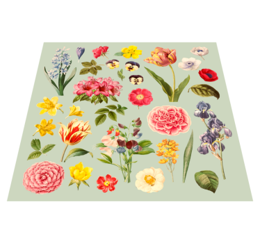 Floral Botanical Collection vinyl rug flowers - TenStickers