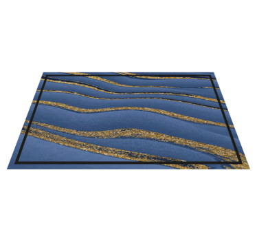 Blue and golden waves marble vinyl rug - TenStickers